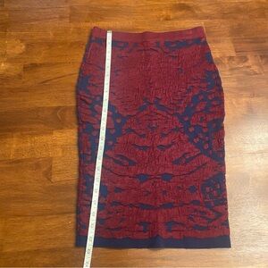 Lucy Paris Red and Blue Knee-Length Pencil Skirt